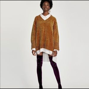 Zara Chenille Sweater in Mustard/ Gold